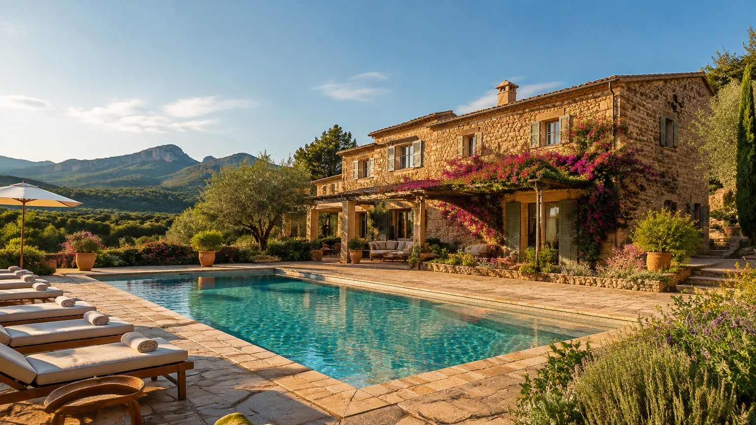 Rustikale Finca mit blühendem Garten und Pool